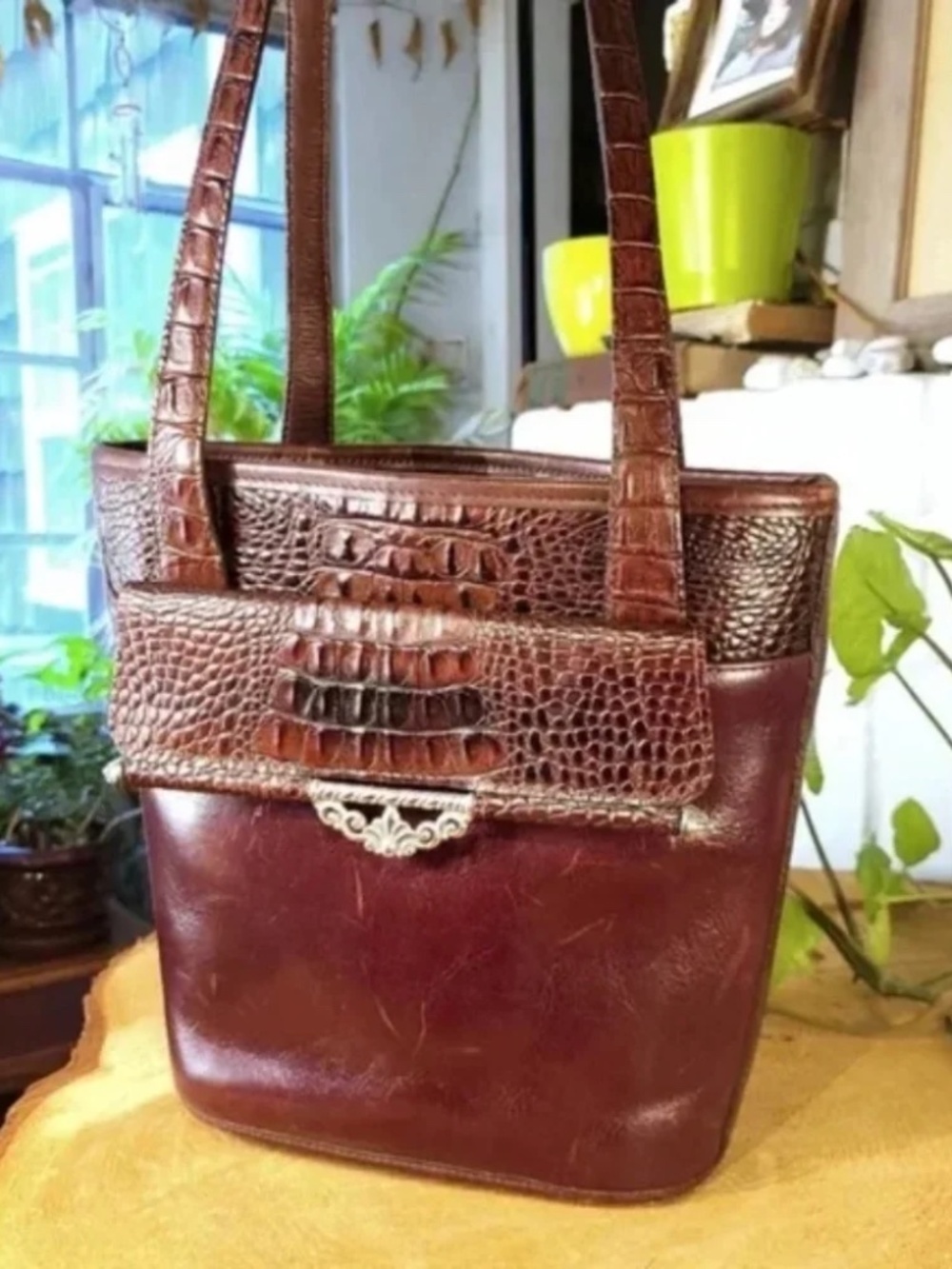 Vintage Brighton Croc Pattern Bucket Bag